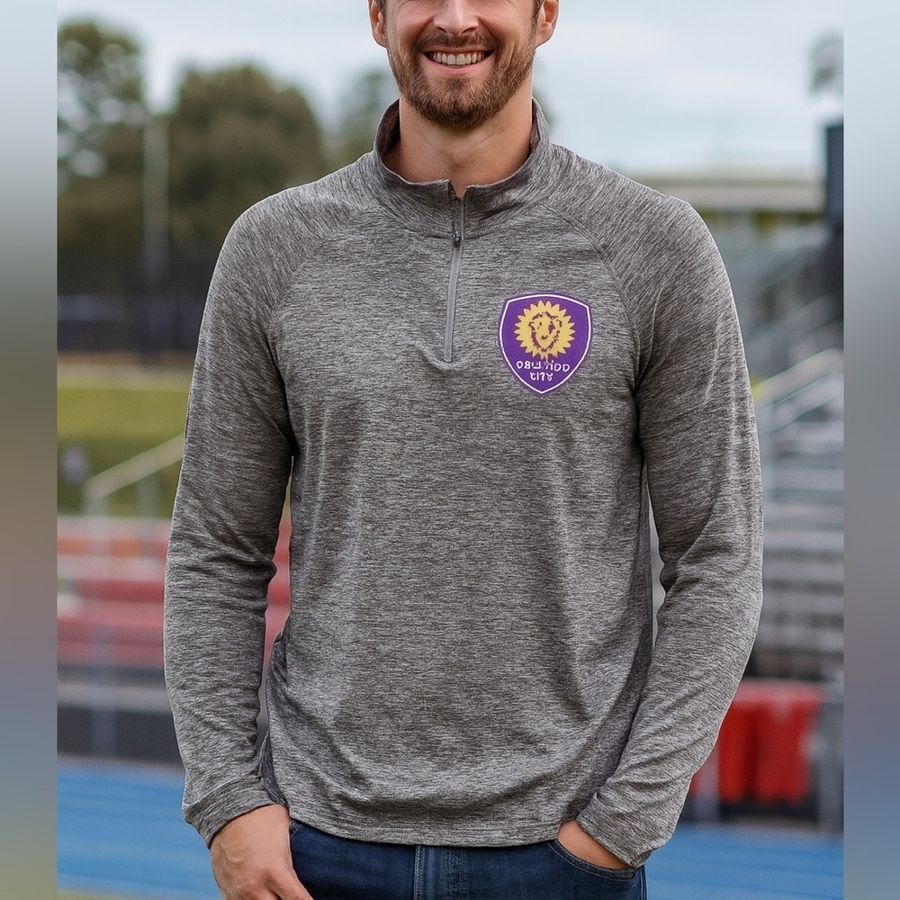 Orlando City SC MLS Quarter Zip Pullover Jacket Gray Athletic Top Men’s Medium